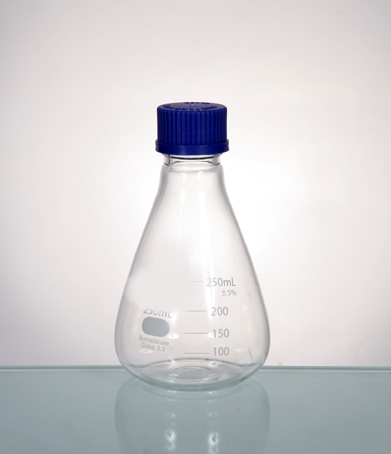 FLASK CONICAL, ERLENMEYER WITH SCREW CAP,  